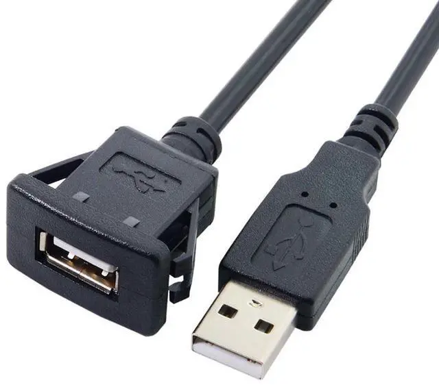 Main image of USB 2.0 Flush Mount Male to Female Extension Cable for Car Dashboard Panel Mount Waterproof Dustproof