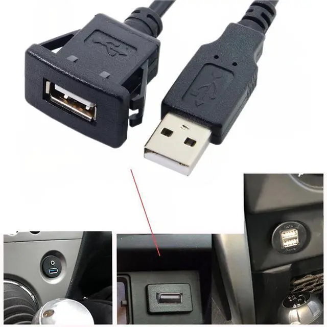 Alt view image 2 of 7 - USB 2.0 Flush Mount Male to Female Extension Cable for Car Dashboard Panel Mount Waterproof Dustproof