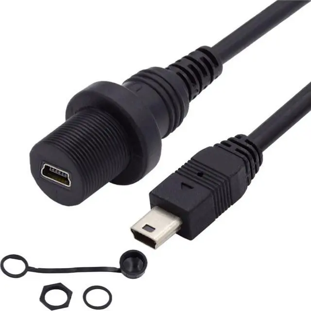 Main image of Mini USB 5Pin Flush Mount Male to Female Extension Cable for Car Dashboard Panel Mount Waterproof Dustproof