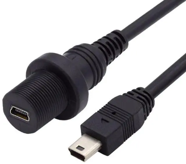 Alt view image 7 of 7 - Mini USB 5Pin Flush Mount Male to Female Extension Cable for Car Dashboard Panel Mount Waterproof Dustproof