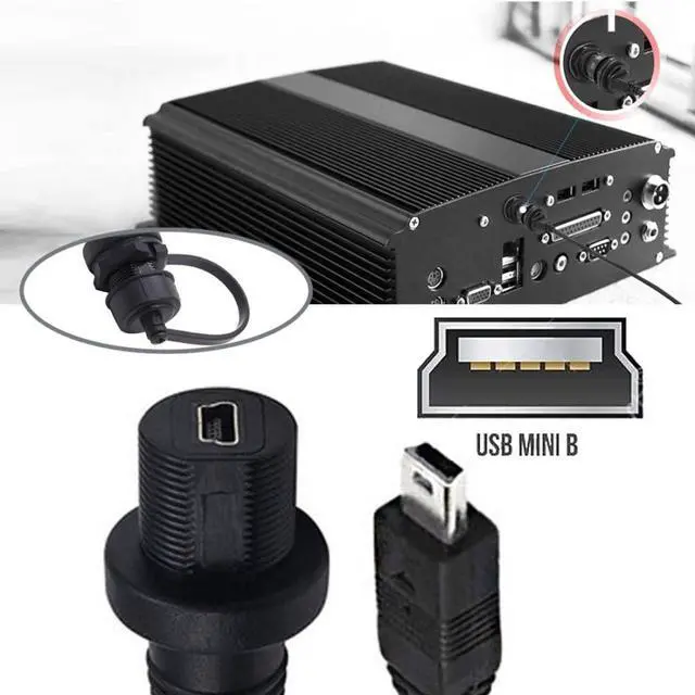 Alt view image 4 of 7 - Mini USB 5Pin Flush Mount Male to Female Extension Cable for Car Dashboard Panel Mount Waterproof Dustproof