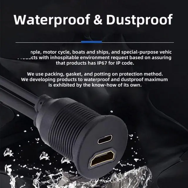 Alt view image 3 of 7 - USB C & HDMI 4K Flush Car Latch Mount Waterproof Dustproof Adapter