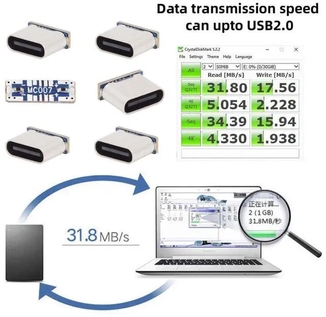 Alt view image 7 of 7 - 5 Pack USB C DIY Connector,Micro USB 5Pin to USB C Female Socket Port Repair Replacement Solder Adapter Standard Pinout