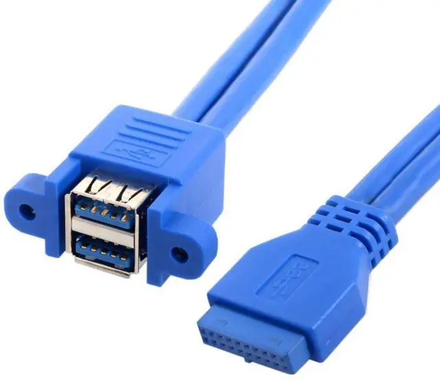 Alt view image 4 of 7 - USB 3.0 Front Panel Header 19/20Pin 1 Male to 2 USB 3.0 Female Panel Port Extension Cable 0.5M with Panel Mount Holes