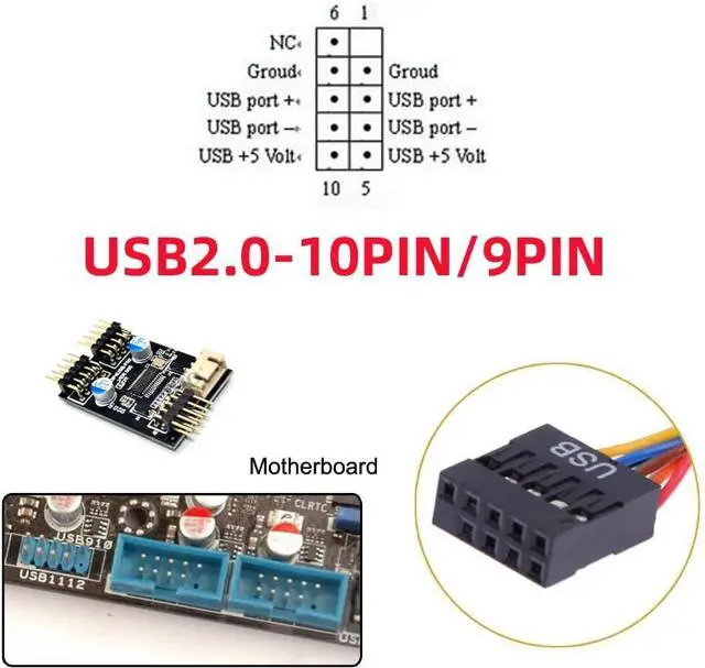 Alt view image 4 of 7 - 9Pin Motherboard Header 1 to 2 USB 2.0 Port Multiplier Panel Cable 40cm with 80mm PCI Bracket