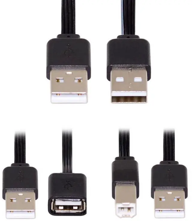 Main image of USB 2.0 Cable USB 2.0 Type A to Type A B Extension Data Flat Slim Cable for Printer Disk & Phone 13cm 3Pcs/Set