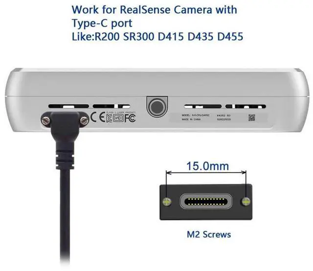 Alt view image 2 of 7 - USB 3.0 to USB C 90 Degree Angled Data Cable with Panel Mount Screw for Industrial Camera 1.2M