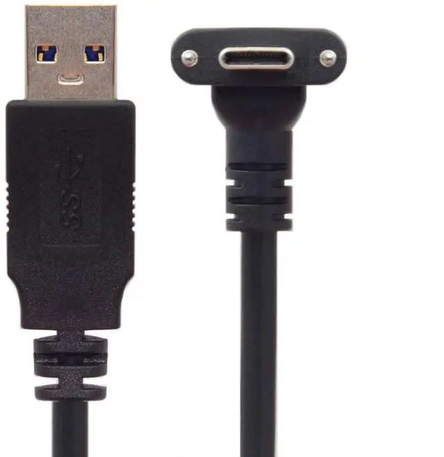 Alt view image 7 of 7 - USB 3.0 to USB C 90 Degree Angled Data Cable with Panel Mount Screw for Industrial Camera 1.2M