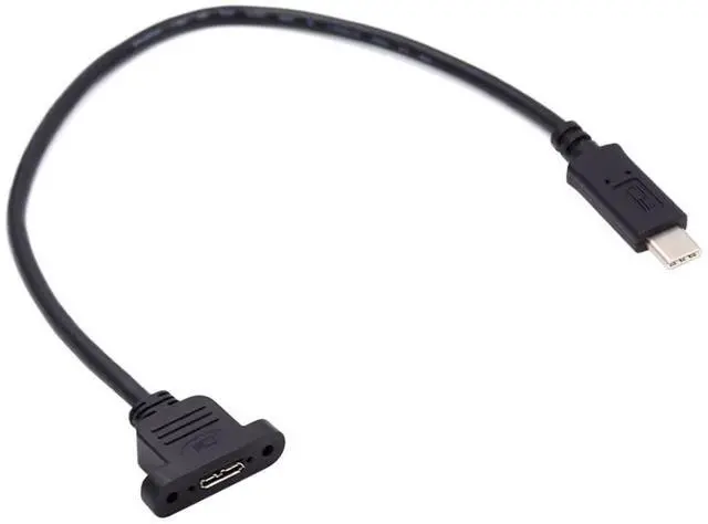 Alt view image 6 of 7 - USB C to USB 3.0 Micro-B Female Screw Mount Type Extension Cable Type-C Male