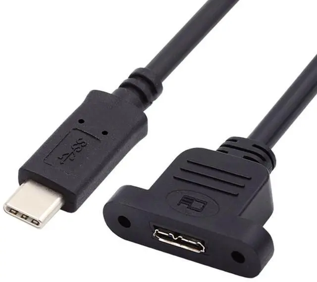 Alt view image 7 of 7 - USB C to USB 3.0 Micro-B Female Screw Mount Type Extension Cable Type-C Male