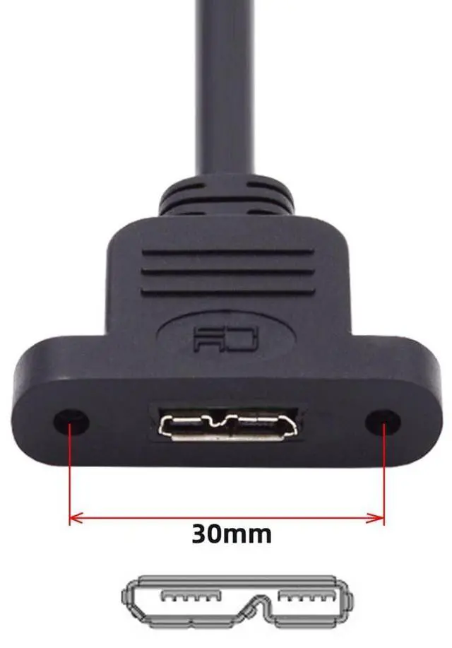 Alt view image 5 of 7 - USB C to USB 3.0 Micro-B Female Screw Mount Type Extension Cable Type-C Male