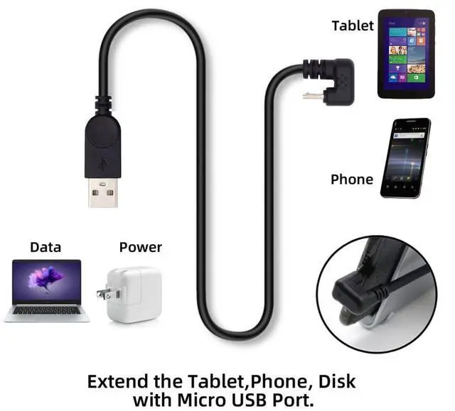 Alt view image 2 of 7 - USB to Micro USB Cable,USB 2.0 Male to Micro USB 5Pin Male 180 Degree U Shape Angled Charge Data Transfer Extension Cable 1.5M