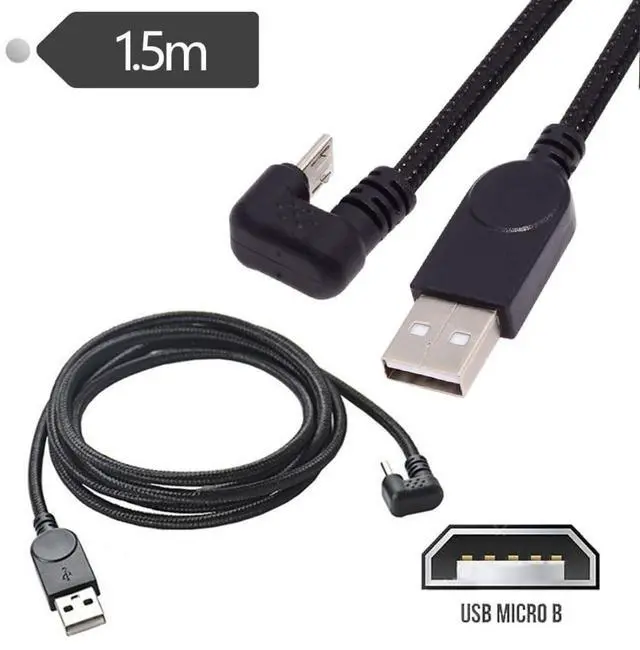 Alt view image 6 of 7 - USB to Micro USB Cable,USB 2.0 Male to Micro USB 5Pin Male 180 Degree U Shape Angled Charge Data Transfer Extension Cable 1.5M