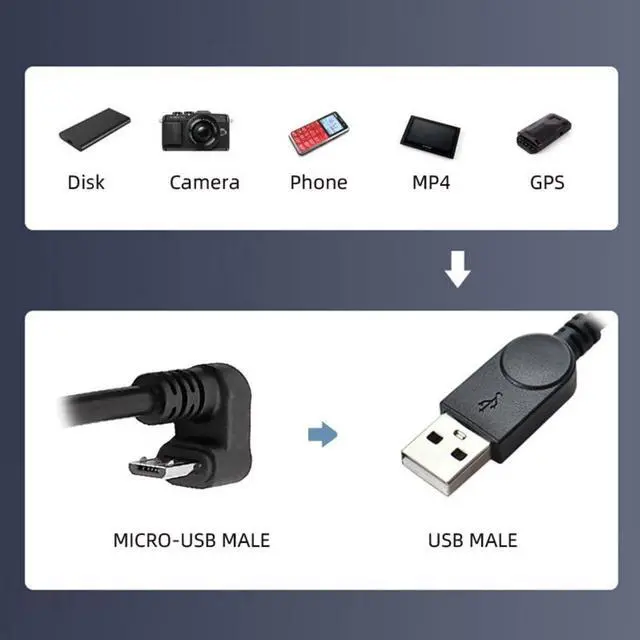 Alt view image 5 of 7 - USB to Micro USB Cable,USB 2.0 Male to Micro USB 5Pin Male 180 Degree U Shape Angled Charge Data Transfer Extension Cable 1.5M