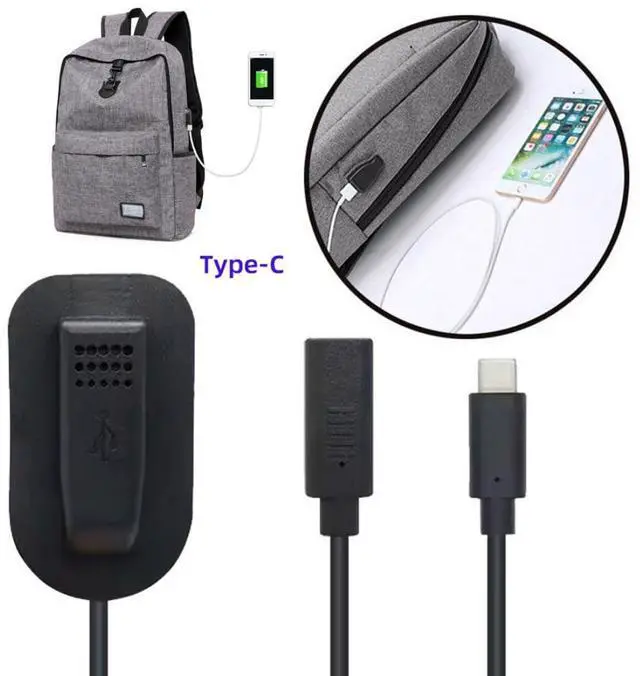 Alt view image 4 of 7 - USB C Male to Female PD 65W Backpack Charge Data Extension Cable for Outdoor Travel Camping