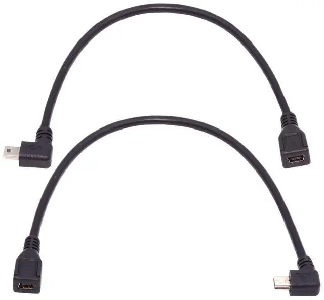 Main image of 2 Pack Mini USB Extension Cable USB 2.0 Mini USB 5Pin Male to Female 90 Degree Angled Data Power Extension Cable Adapter 0.3M