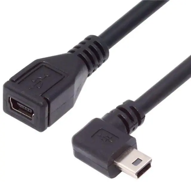 Main image of Mini USB Extension Cable, USB 2.0 Mini USB 5Pin Male to Female 90 Degree Left Angled Power Charging Data Transfer Extension Cable Adapter 0.98ft for Dash Cam/GPS/Microphone