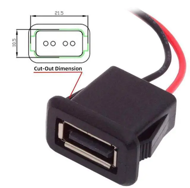 Alt view image 4 of 7 - 2 Pack 2Pin Open Cable to USB 2.0 Female DC 5V 3A Flush Mount Charging Socket Port Conversion Cable Adapter