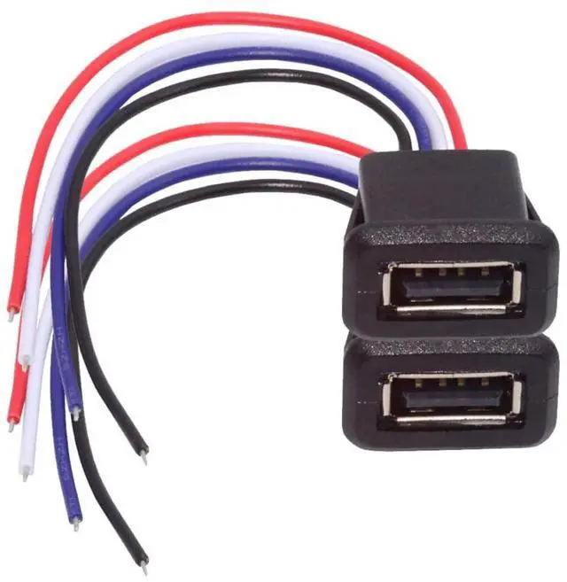 Main image of 2 Pack 4Pin Open Cable to USB 2.0 Female DC 5V 2A Flush Mount Charging Data Transfer Socket Port Conversion Cable Adapter