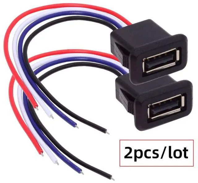 Alt view image 6 of 7 - 2 Pack 4Pin Open Cable to USB 2.0 Female DC 5V 2A Flush Mount Charging Data Transfer Socket Port Conversion Cable Adapter