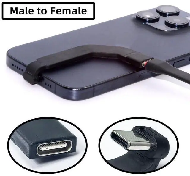 Alt view image 7 of 7 - 2.76 Inch USB C Short Flat Cable,USB 2.0 Type C Male to Female 90 Degree Angled PD 65W Fast Charge Data Extension Cable