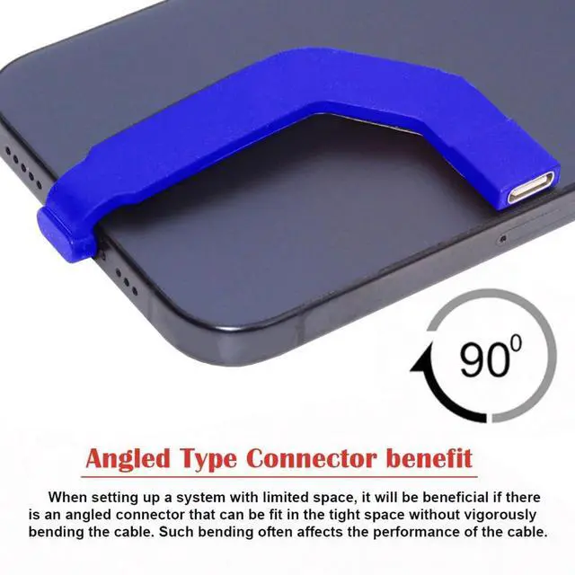 Alt view image 6 of 7 - 2.76 Inch USB C Short Flat Cable,USB 2.0 Type C Male to Female 90 Degree Angled PD 65W Fast Charge Data Extension Cable Blue