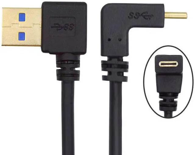 Alt view image 2 of 7 - Up & Down Angled USB 3.1 USB-C to Right Angled 90 Degree A Male Data Cable for Laptop & Tablet & Cell Phone 100cm
