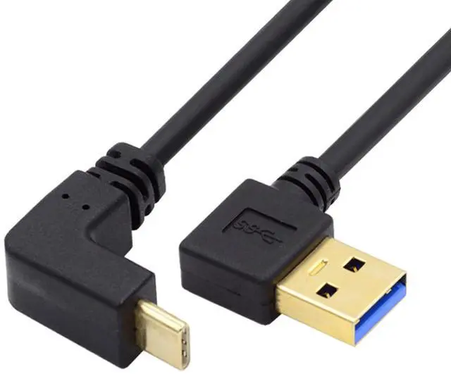 Main image of CY Up & Down Angled USB-C USB 3.1 to 90 Degree Left Angled A Male Data Cable for Tablet & Cell Phone 100cm Type-06