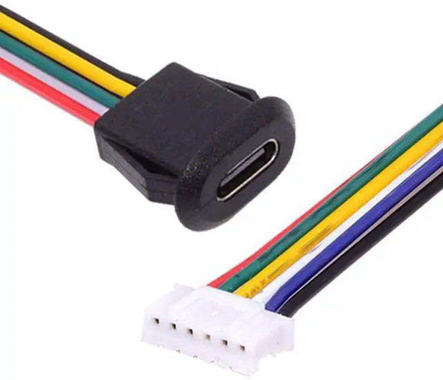 Alt view image 7 of 7 - 5 Pack 2.0mm Pitch 6Pin to USB C Female DC 5V/20V PD Power Flush Mount Charging Socket Port Conversion Cable Adapter