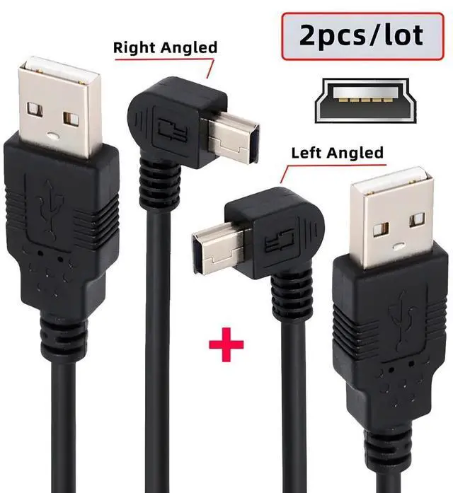 Alt view image 2 of 7 - 2 Pack Mini USB Cable,USB 2.0 Male to Mini USB 5 Pin Male 90 Degree Left/Right Angled Charging Data Transfer Extension Cable Black 1.64FT/0.5M
