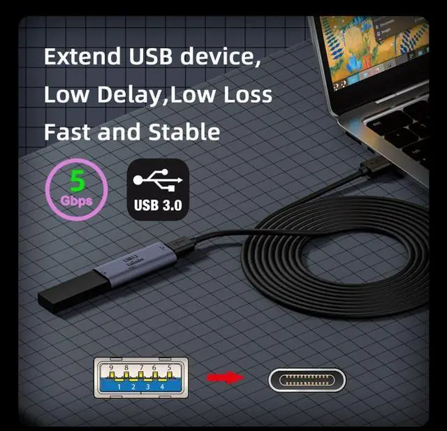 Alt view image 3 of 7 - USB 3.0 Active Connector USB 3.0 Female to USB C Female with Extender Chipset Repeater Adapter