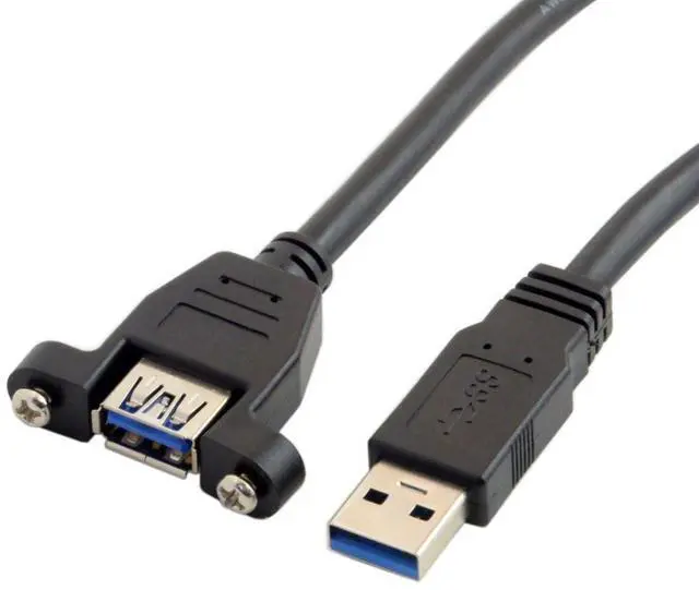 Main image of USB 3.0 Male to Female Extension Data Cable with Panel Mount Screws 0.5M