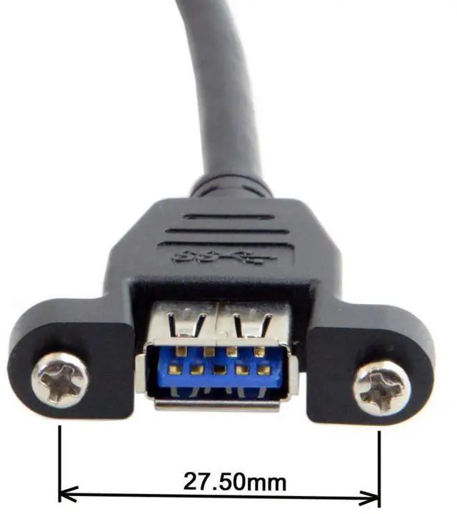 Alt view image 3 of 6 - USB 3.0 Male to Female Extension Data Cable with Panel Mount Screws 0.5M