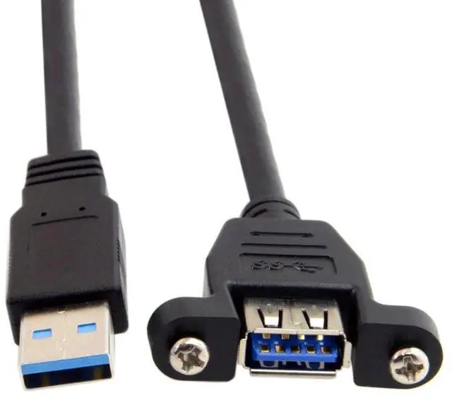 Alt view image 5 of 6 - USB 3.0 Male to Female Extension Data Cable with Panel Mount Screws 0.5M