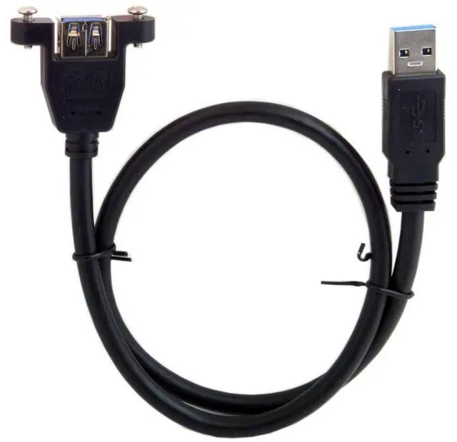 Alt view image 6 of 6 - USB 3.0 Male to Female Extension Data Cable with Panel Mount Screws 0.5M