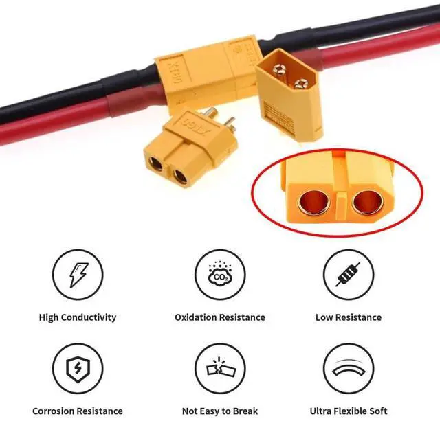 Alt view image 5 of 7 - XT60 Cable XT60 12AWG Female to Female Extension Cable for RC Battery Portable Power Station Solar Panel 0.5M