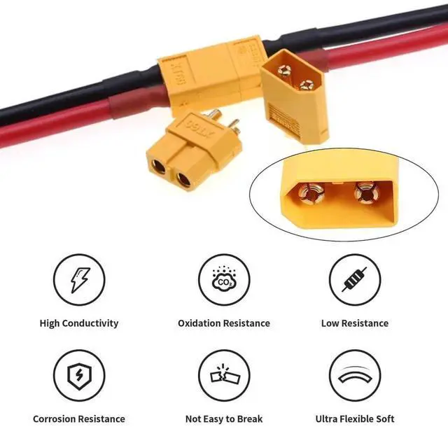 Alt view image 7 of 7 - XT60 Cable XT60 12AWG Male to Female Extension Cable for RC Battery Portable Power Station Solar Panel 0.5M