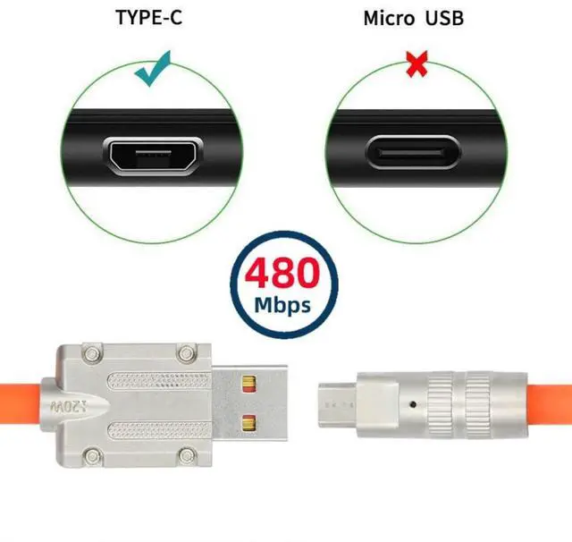 Alt view image 4 of 7 - USB to Micro USB Cable,USB 2.0 Male to Micro USB 5Pin Male Liquid Silicone Ultra Soft 120W Power Fast Charge Data Transfer Extension Cable 1.0M