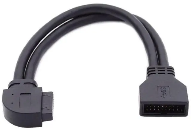 Alt view image 7 of 7 - USB 3.0 Front Panel Header 19/20Pin Male to Female 90 Degree Left Angled Mainboard Header Port Extension Cable Adapter