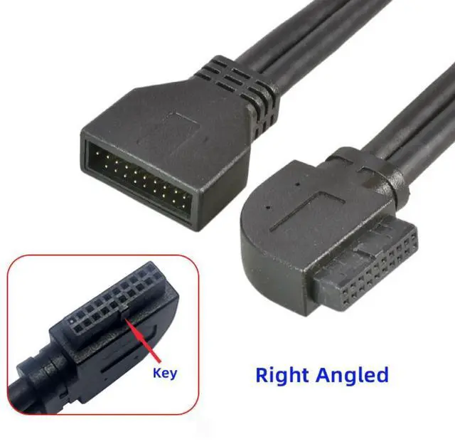 Alt view image 4 of 7 - USB 3.0 Front Panel Header 19/20Pin Male to Female 90 Degree Right Angled Mainboard Header Port Extension Cable Adapter