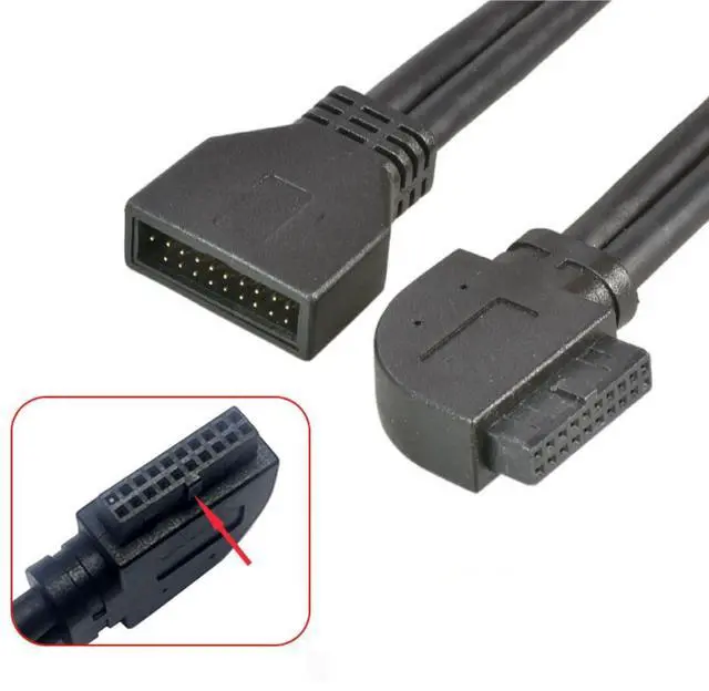 Alt view image 5 of 7 - USB 3.0 Front Panel Header 19/20Pin Male to Female 90 Degree Right Angled Mainboard Header Port Extension Cable Adapter