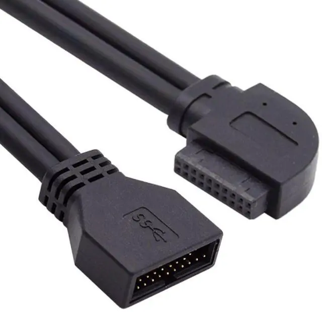 Alt view image 6 of 7 - USB 3.0 Front Panel Header 19/20Pin Male to Female 90 Degree Right Angled Mainboard Header Port Extension Cable Adapter