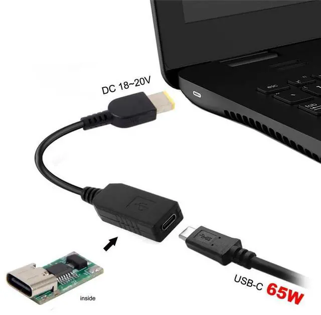 Alt view image 3 of 7 - CY USB C to Rectangle ThinkPad X1 11.0 * 4.5mm Power Plug PD 65W Emulator Trigger Charge Cable