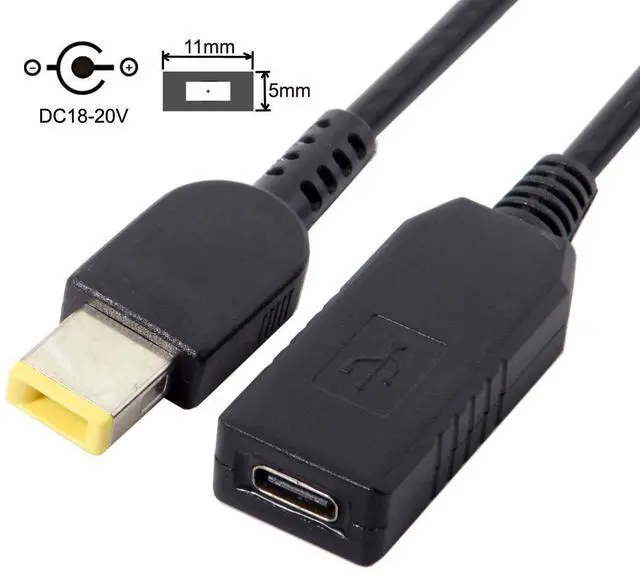 Alt view image 4 of 7 - CY USB C to Rectangle ThinkPad X1 11.0 * 4.5mm Power Plug PD 65W Emulator Trigger Charge Cable