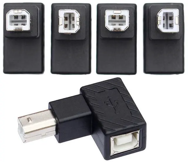 Main image of 4Pcs USB 2.0 B Type Male to Female Extension Adapter Horizontal Vertical Angled 90 Degree for Disk Scanner