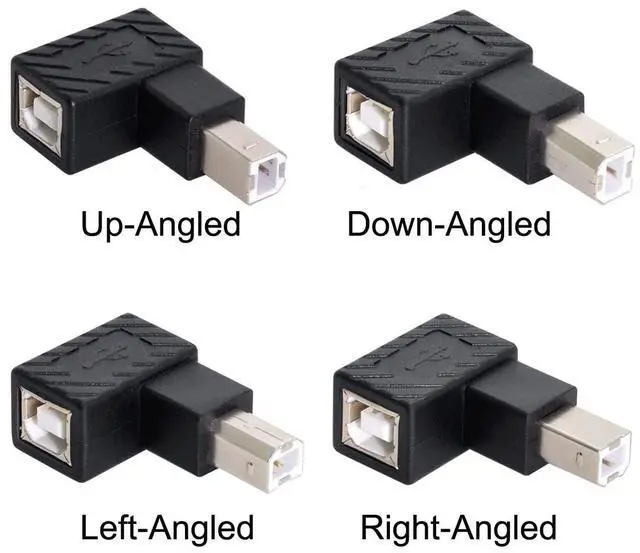Alt view image 5 of 7 - 4Pcs USB 2.0 B Type Male to Female Extension Adapter Horizontal Vertical Angled 90 Degree for Disk Scanner