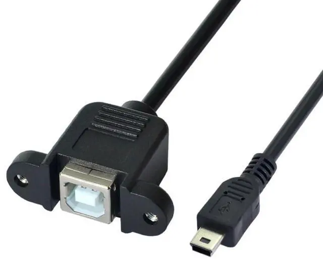 Main image of CY Mini USB 5pin Male to USB B Female Panel Mount Type Cable 20cm with Screws