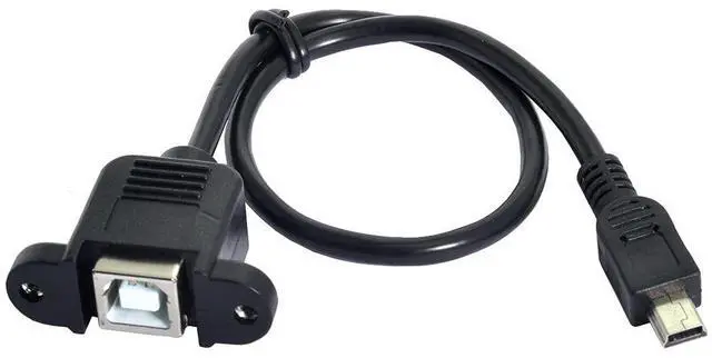 Alt view image 6 of 7 - CY Mini USB 5pin Male to USB B Female Panel Mount Type Cable 20cm with Screws