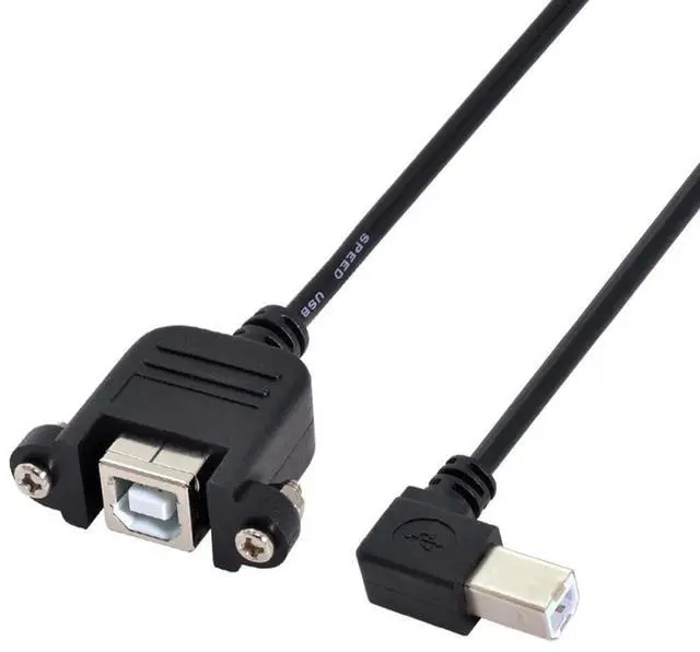 Main image of CY USB 2.0 Type B Male to Type B Female Extension Cable with Screws for Panel Mount 50cm 90 Degree Left Angled
