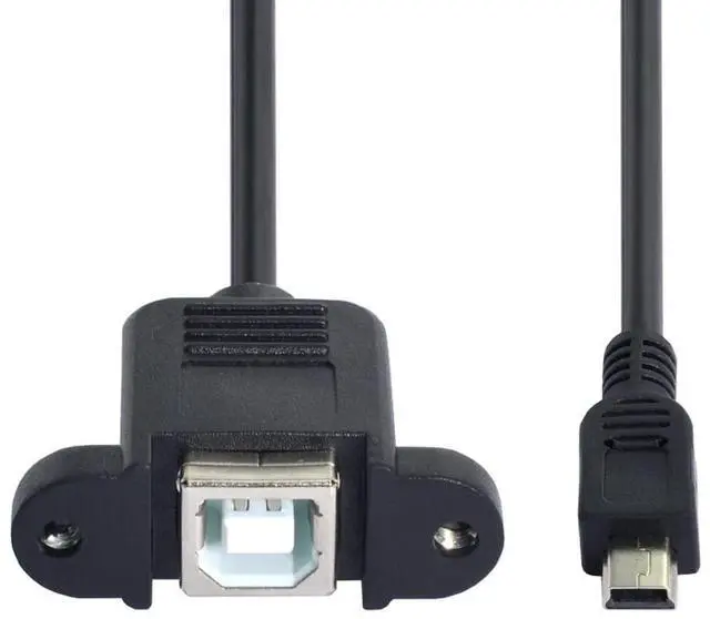 Alt view image 7 of 7 - CY Mini USB 5pin Male to USB B Female Panel Mount Type Cable 20cm with Screws